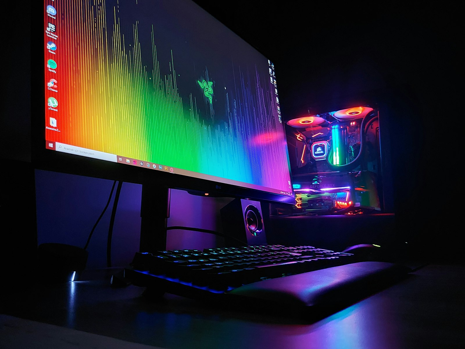 Workspace with keyboard and notebook